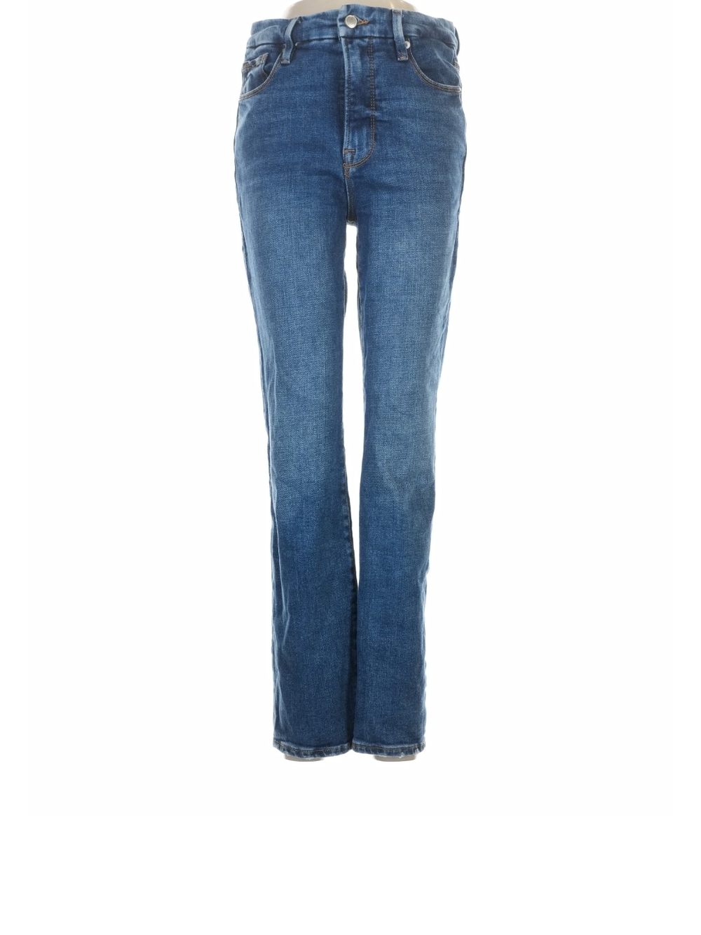 Good American Mid-Blue Straight Leg Jeans